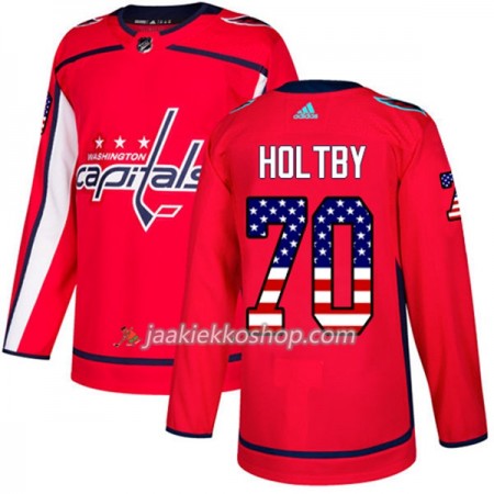 Miehille NHL Washington Capitals Pelipaita Braden Holtby 70 Adidas 2017-2018 Punainen USA Flag Fashion Authentic